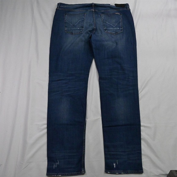 HUDSON 40 x 36 Blake Slim Straight Dark Flex Distressed Denim Jeans - Picture 7 of 7